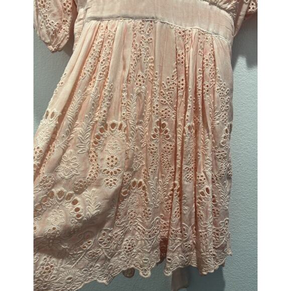 Young Fabulous & Broke Small Kyra Dress Peach Pink Tie Belt Eyelet Resort READ - Picture 5 of 11